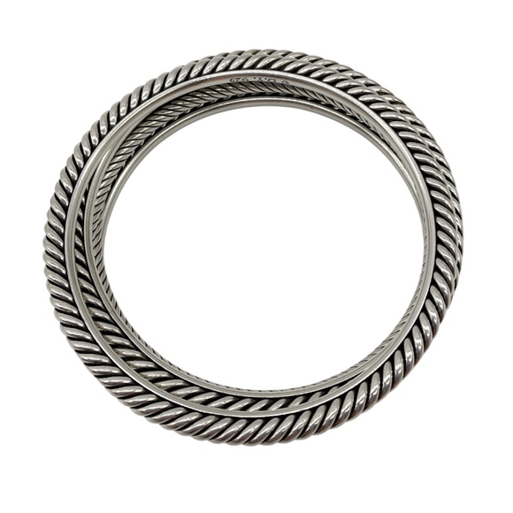 DAVID YURMAN STERLING SILVER CABLE BANGLE BRACELET (SET OF 5) - Picture 5 of 9